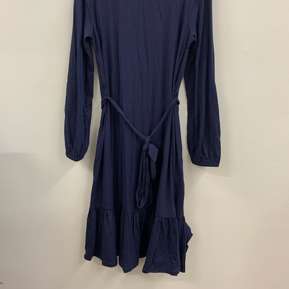 Boden CUFFS BALLOON SLEEVES DRESS navy blue size US 12R length 42 chest 22 - Picture 2 of 6